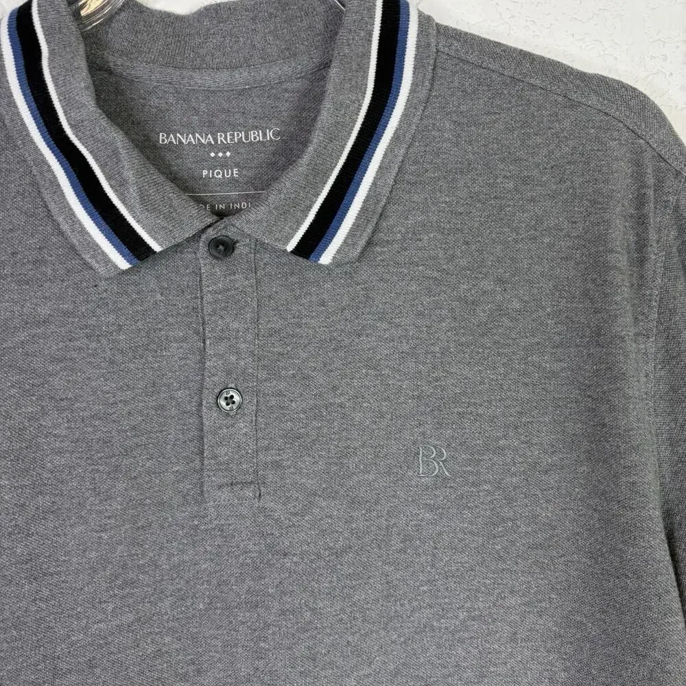 Banana Republic Outlet Pique Gray Polo Shirt Men’s Size L, Made in India, Cotton